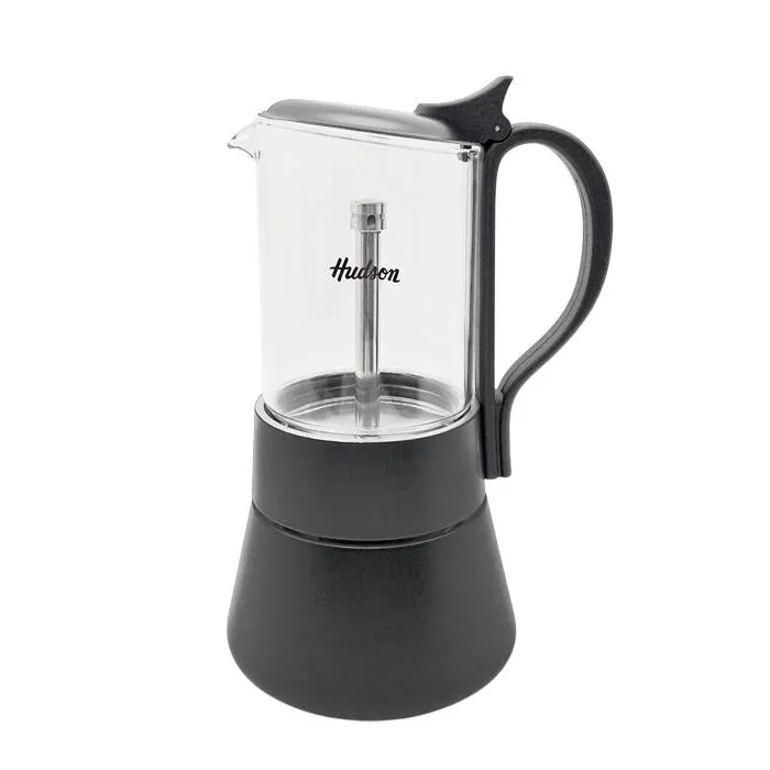 Cafetera Hudson Ita. Acero/Vidrio Negra