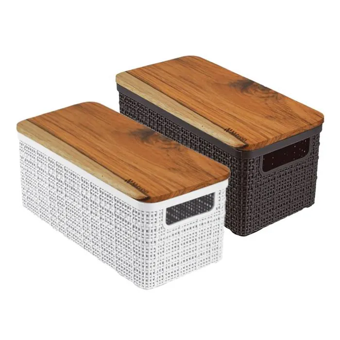 Canasto C/Tapa Madera Angosto 3.7 Lt. Nitron