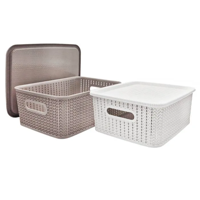 Canasto C/Tapa Simil Ratan 12.5 Lt. Sao