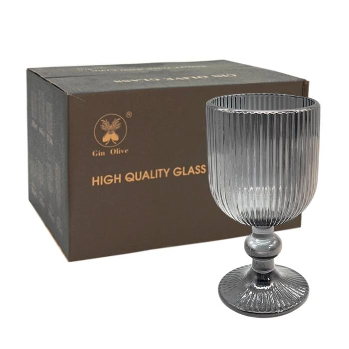 Copa Agua/Vino Rayada Fume 270Cc. Pack X6