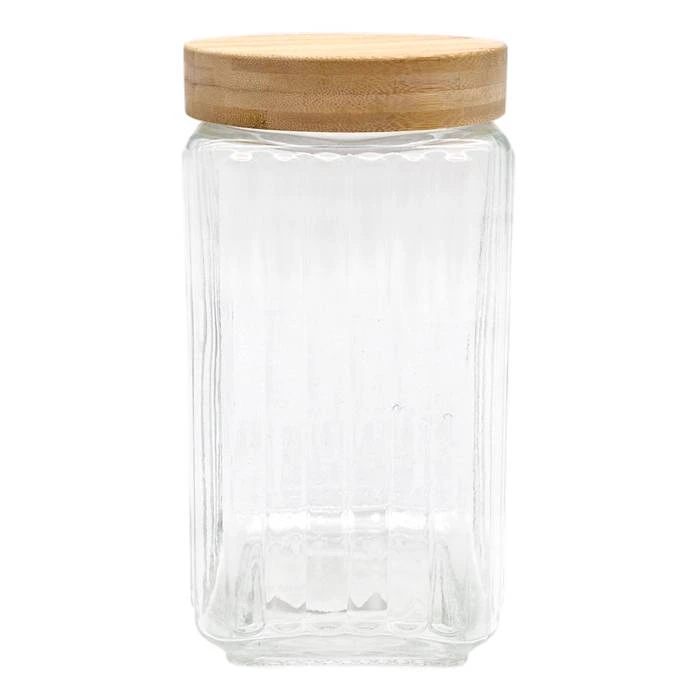 Frasco Vidrio Facetado Cuad. 2 Lts. T/Bambu