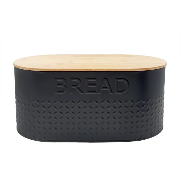 Lata Acero Negra T/Bambu "Bread"