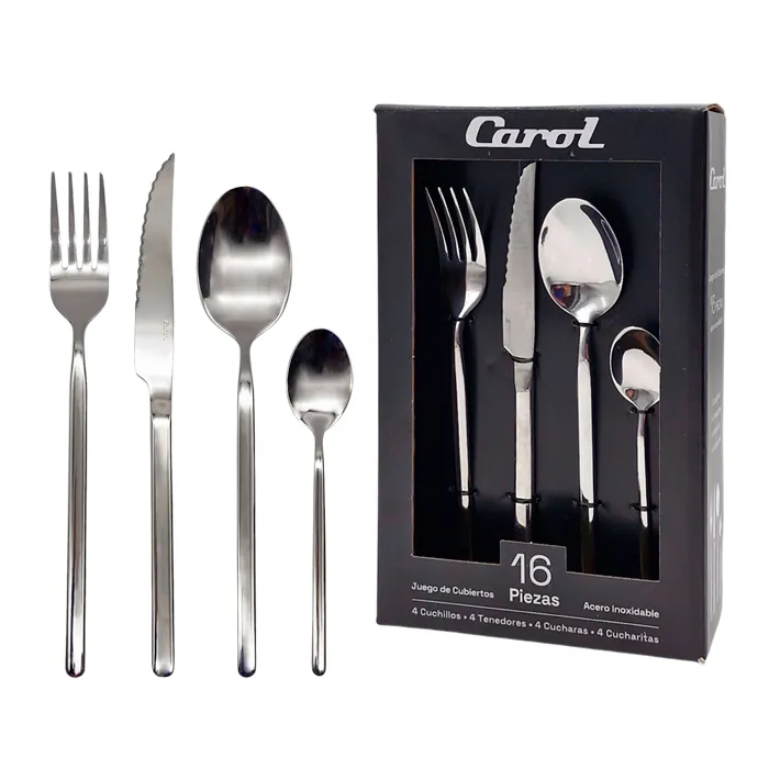 Set de cubiertos Carol de acero inoxidable, 16 piezas