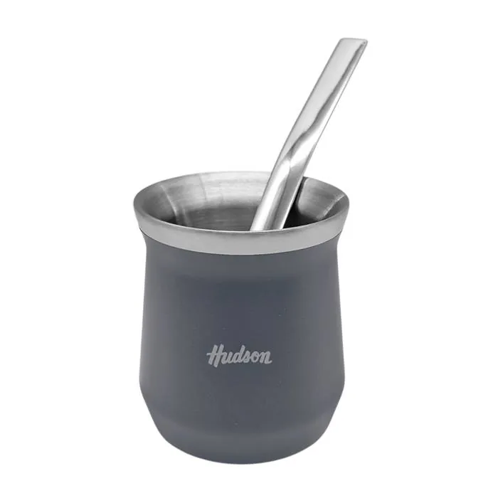 Set Mate/Bombilla Hudson Vaso Acero Gris