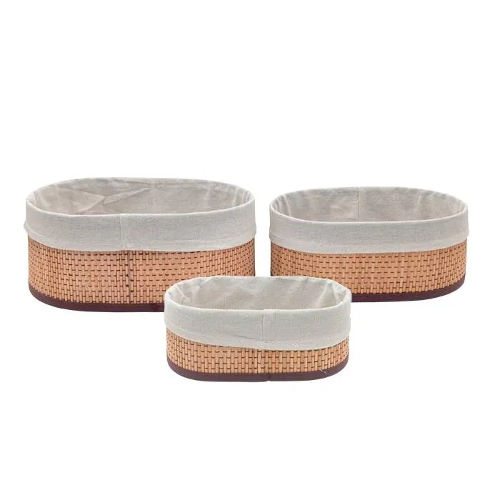 Set X3 Canasto Oval Bambu/Tela Suka