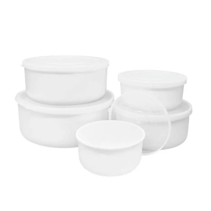 Set X5 Bowl Melamina Blanca C/Tapa