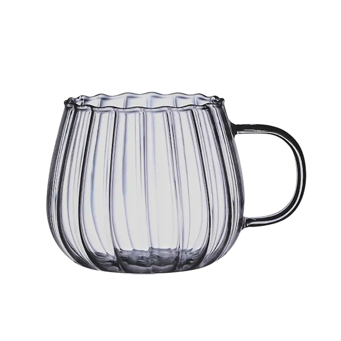 Taza Cafe Vidrio Fume Labrada 400Ml