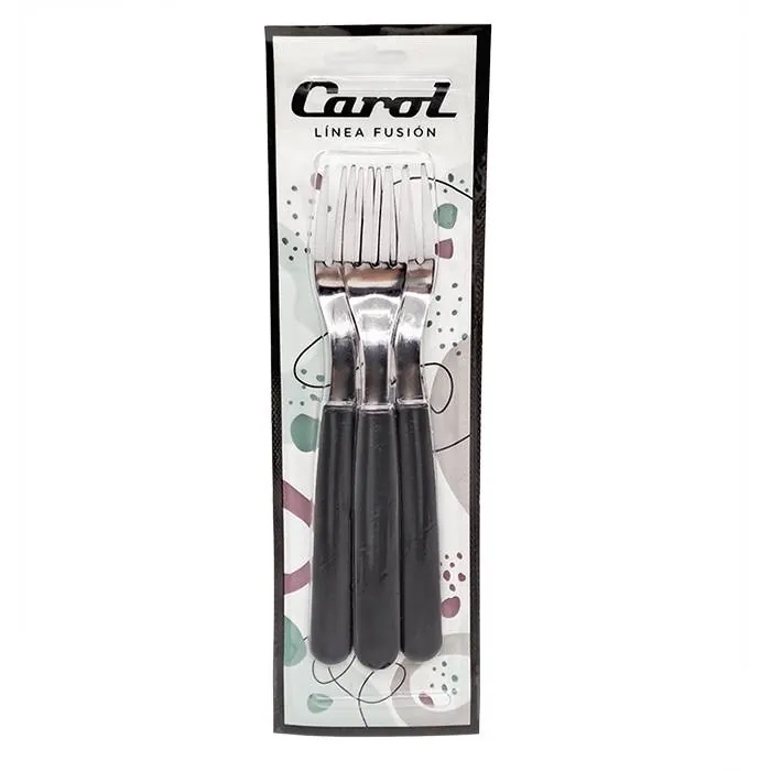 Tenedor Carol M/Plastico X3 Negro