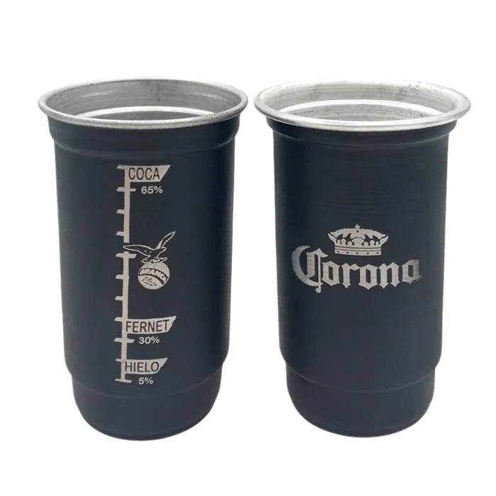 Vaso Aluminio Negro 1 Lt. Decorado